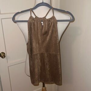 NWOT Camel Faux Suede Top